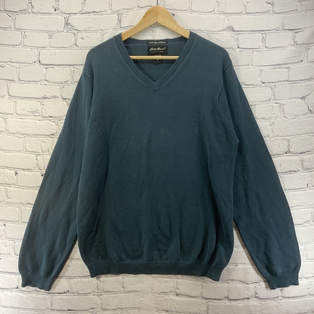 Eddie Bauer Sweater Mens Sz L Tall Navy Blue Warm